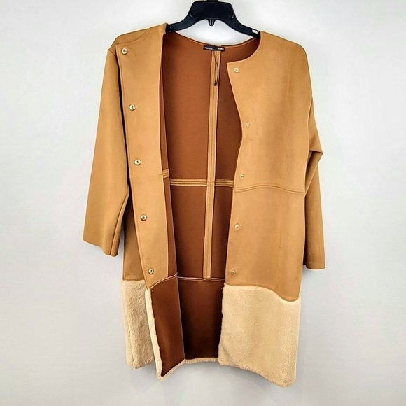 Zara Faux Suede Womens Coat Winter Fall Jacket Size S New never worn - Picture 6 of 8